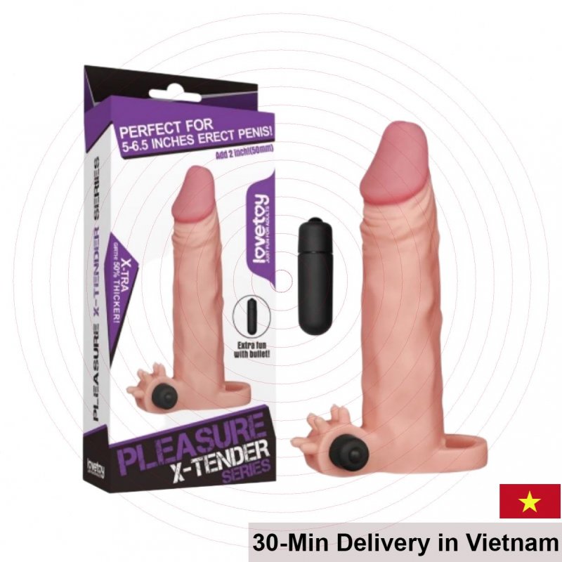 Lovetoy Pleasure X-Tender 2” Vibrating Size Enhancing Condom 
