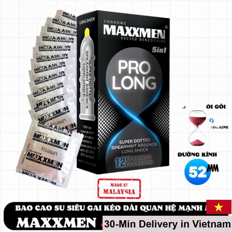 Maxman 5in1 Prolong Premium Condom Large Nubs Delay Performance Boost 