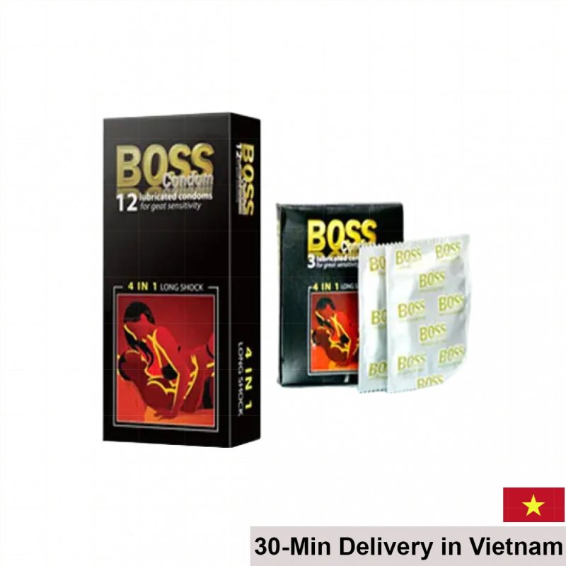 BOSS 4 in 1 Longshock Premium Latex Performance Condoms 