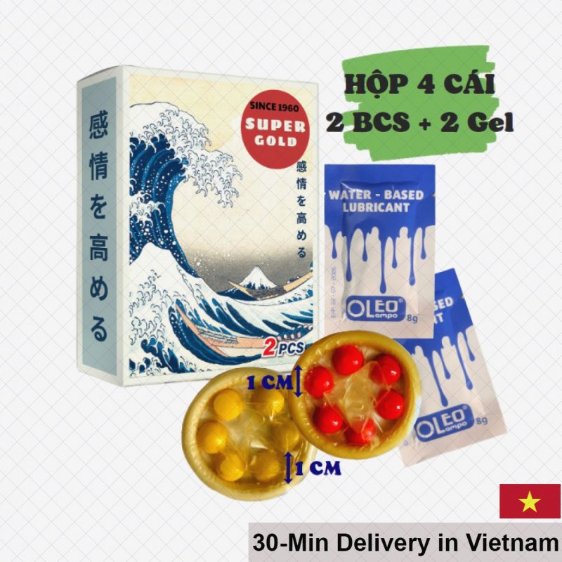 Super Gold Japan Large Bead Premium Condoms 4pcs 