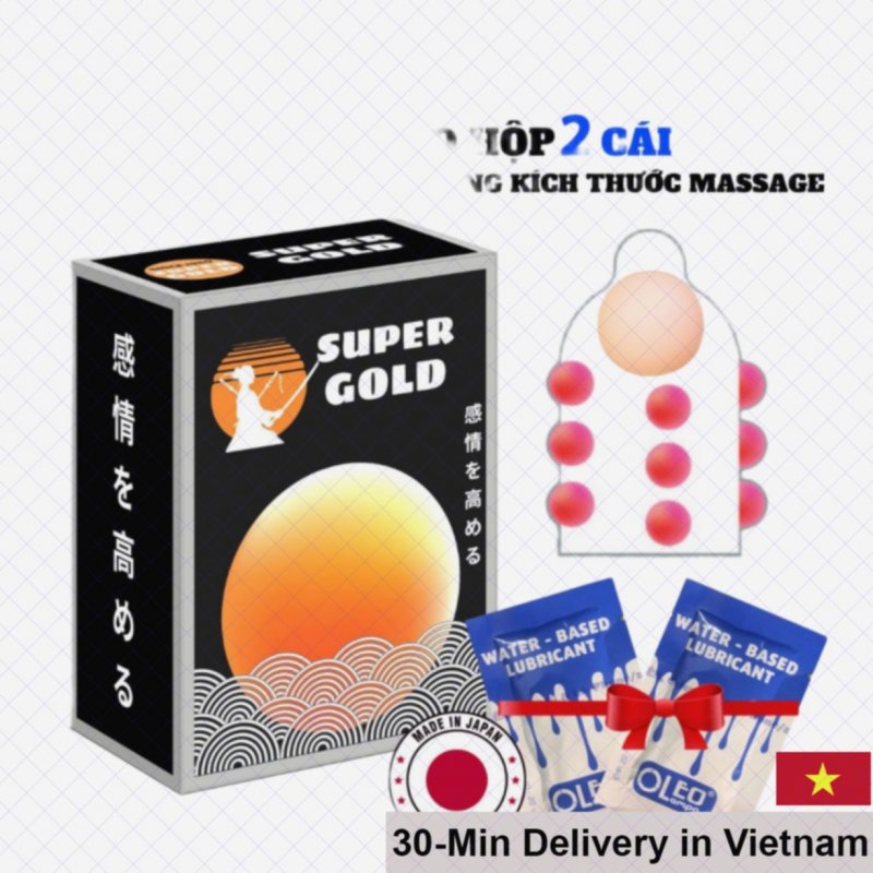 Super Gold 1cm Enlarged Studded Condom 2 Lubricants 