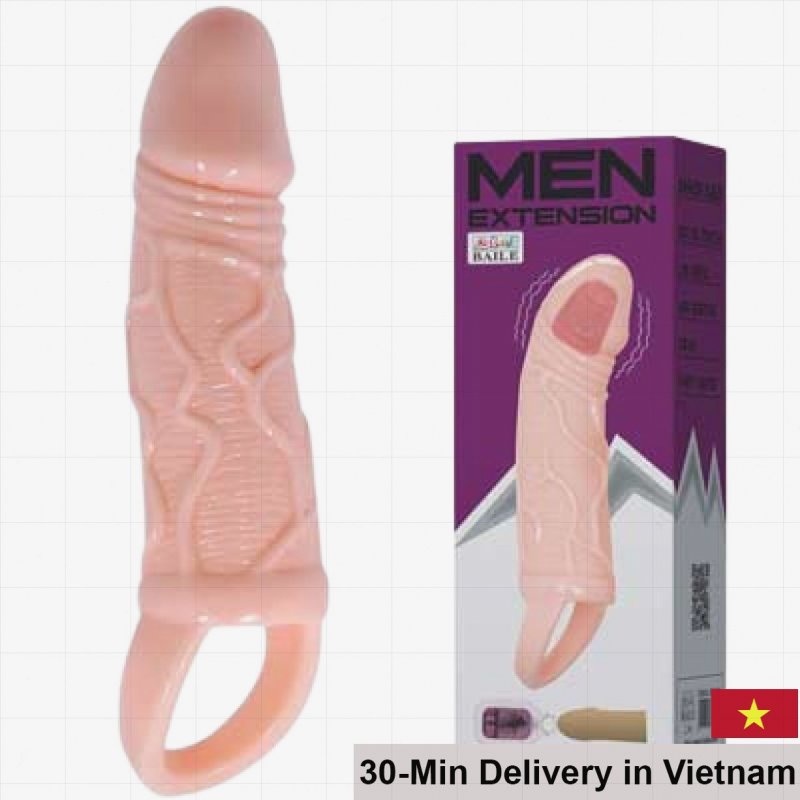 Realistic Vibrating Dildo Condom with Strap for Longer 