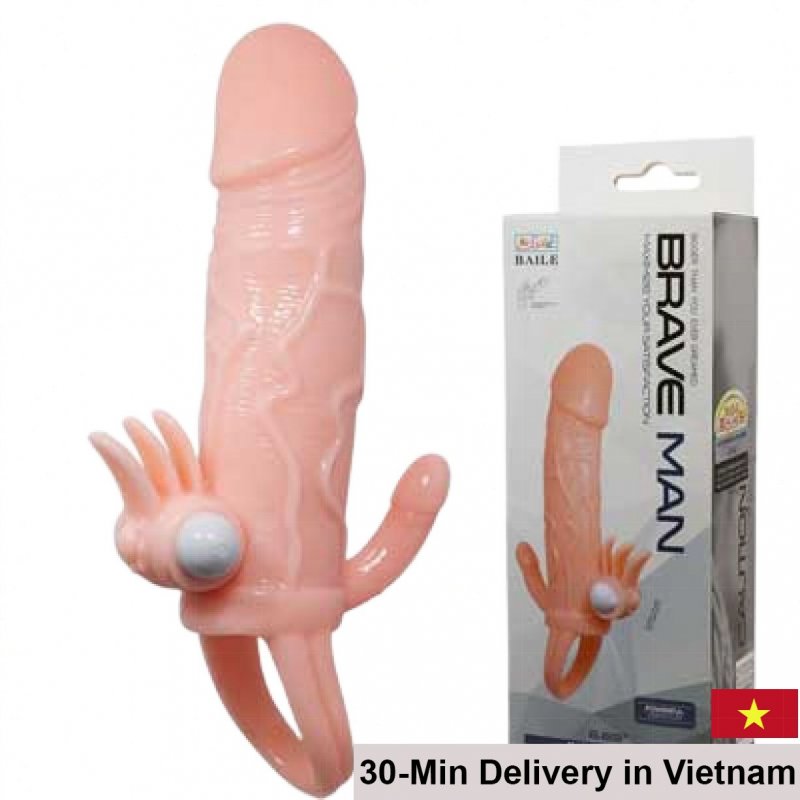 Ribbed Vibrating Penis Extender Condom Adjustable Strap Soft Silicone 