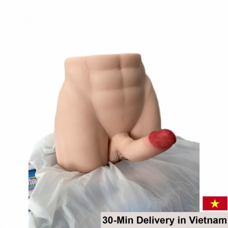 Male Butt with Flexible Silicone Soft Curved Dildo Realistic Toy 