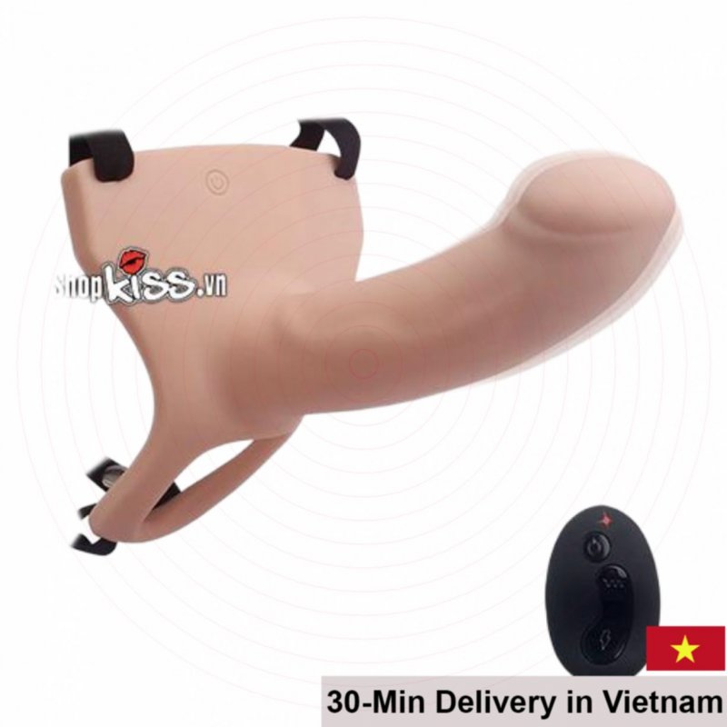 Remote-Controlled Hollow Strap-On Vibrating Silicone Couple 