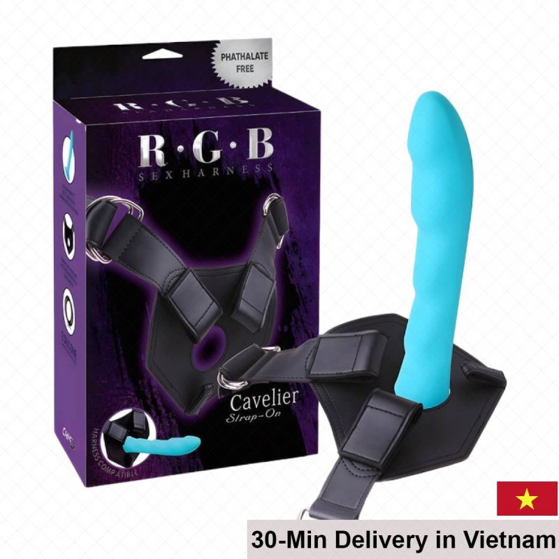 Chisa Cavelier Blue Adjustable Leather Strap-On Dildo Lesbian 