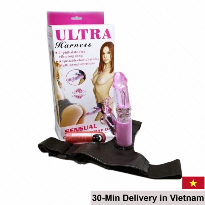 Ultra Harness Strap-On Vibrating Rotating Dildo 