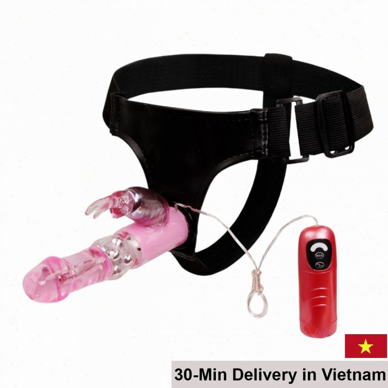 Strap-On Vibrating Beaded Realistic Dildo Couples Toy 