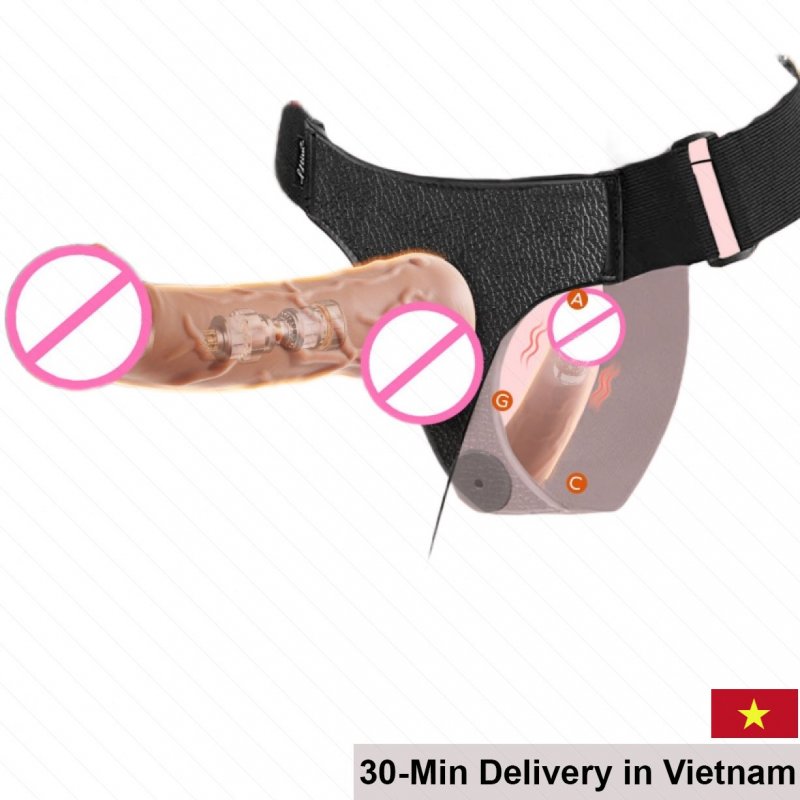 Remote Control Double Vibrating Strap-On Soft Silicone Durable 