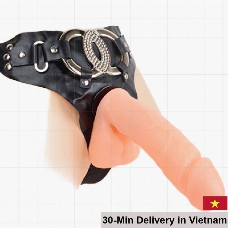 Strap-On Silicone Vibrating Dildo for Lesbians Erotic Toy 