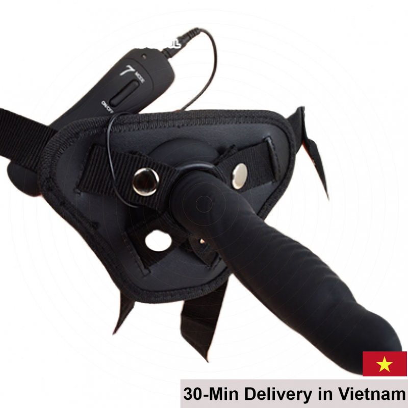 Silicone Strap-On Dildo 7 Vibration Modes Soft Safe 