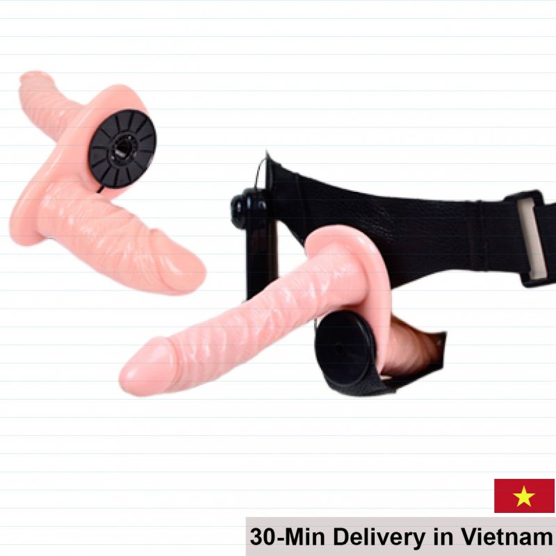 Double-Ended Strap-On Vibrator Lesbian Safe Silicone Material 