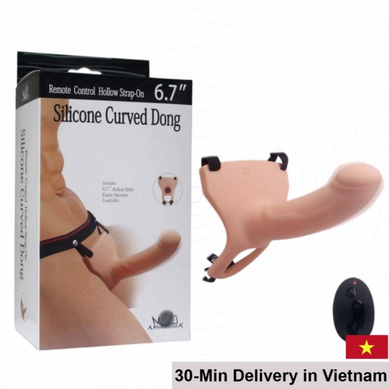 USA Curved Remote Control Hollow Vibrating Penis Sleeve 
