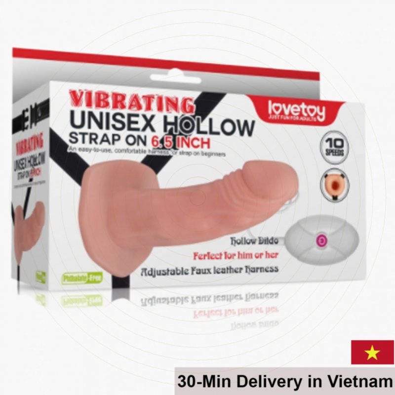 Lovetoy DC65K Hollow Strap-On Vibrating PVC Male Female Couple Toy 
