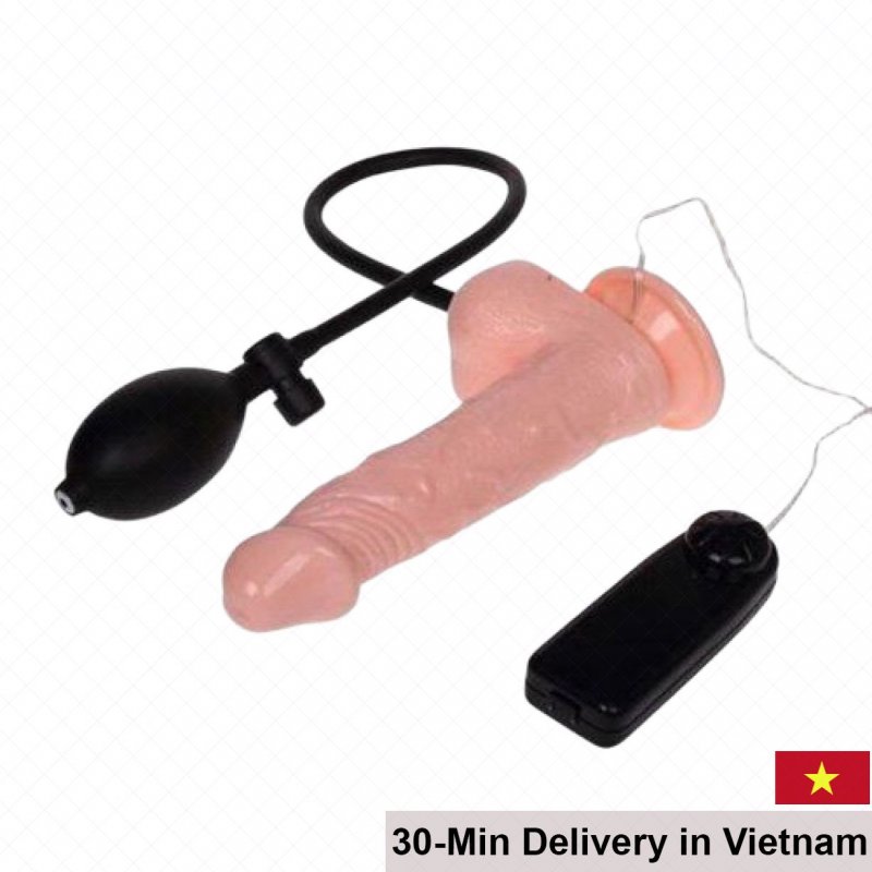 Multi-Level Inflatable Vibrating Silicone Dildo Male Toy 
