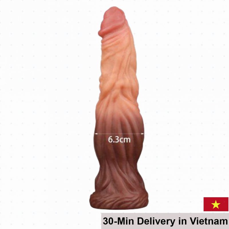 Silicone Dual-Layer Realistic Dildo with Soft Ribbed Texture 