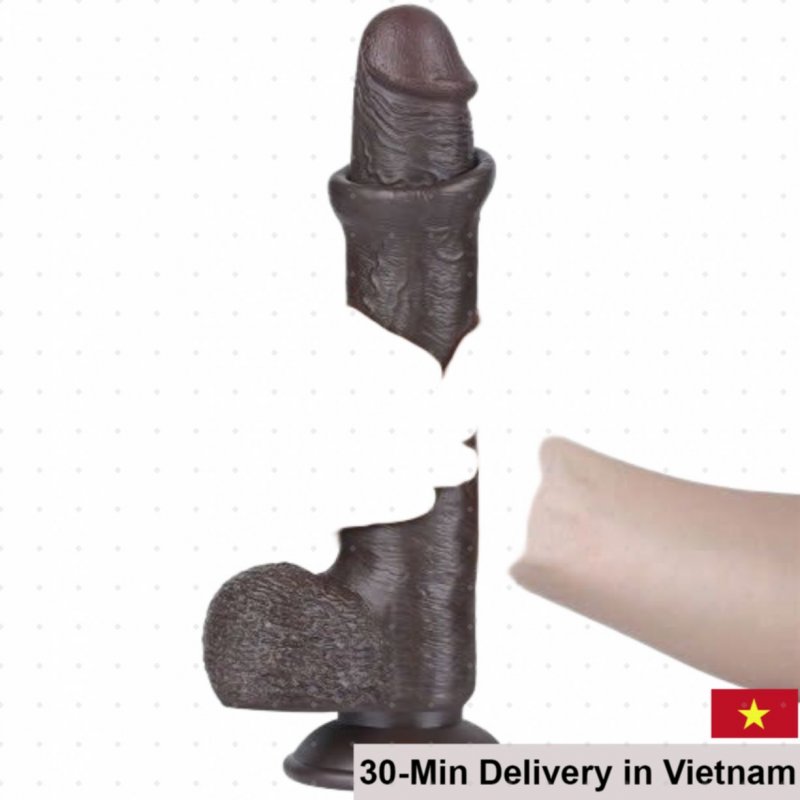 Lovetoy Sliding Skin Dong 9 Inch Dual Layer Black 