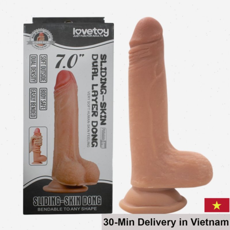 Lovetoy Sliding Skin Dong 7.0” Soft Suction Dildo 