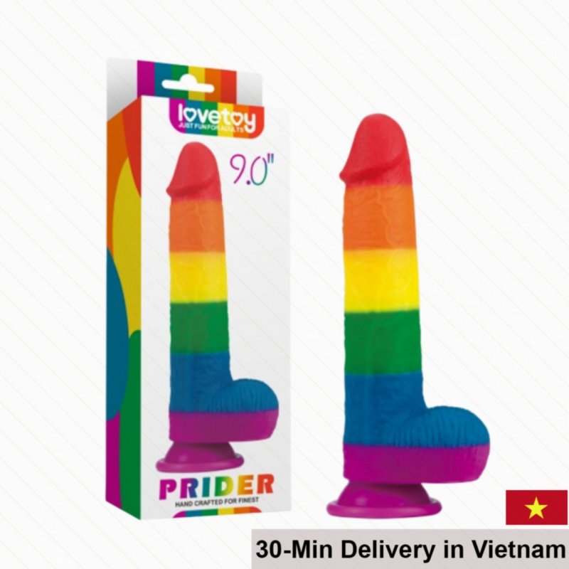 Lovetoy Prider 9.0 Wall-Adhered Multi-Color Female Dildo 