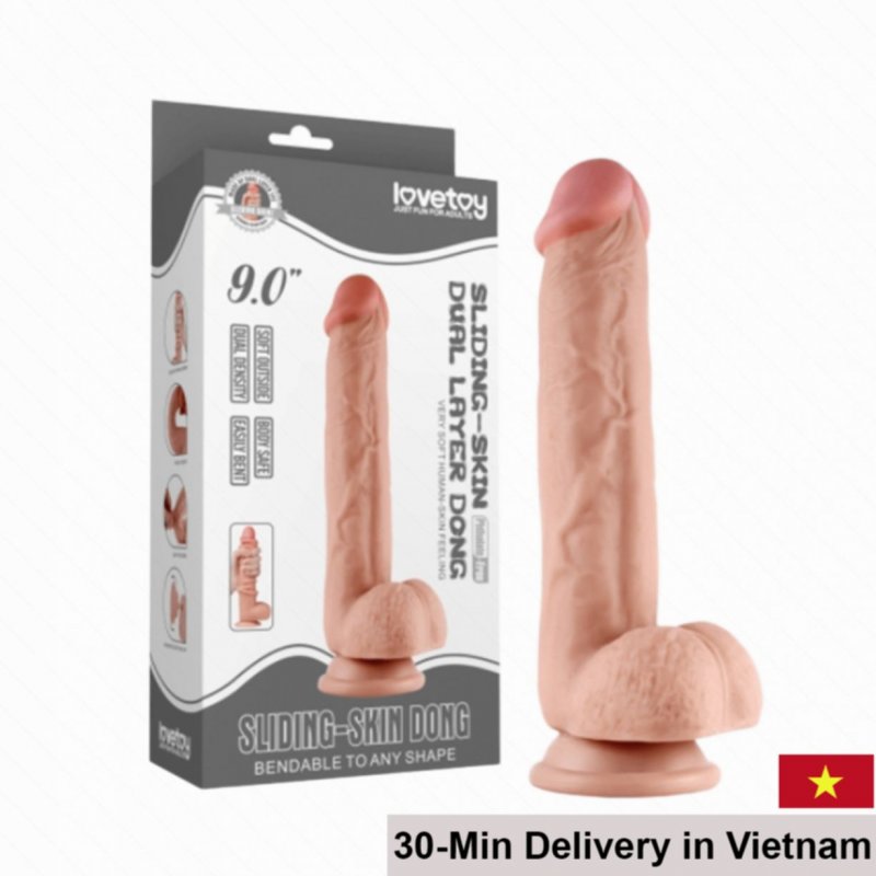 Lovetoy Sliding Skin 9 Inch Wall Mountable Realistic Dildo 