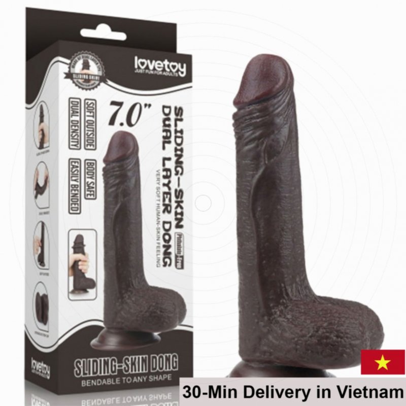 Lovetoy 7 Inch Soft Silicone Black Dildo Female Masturbator 