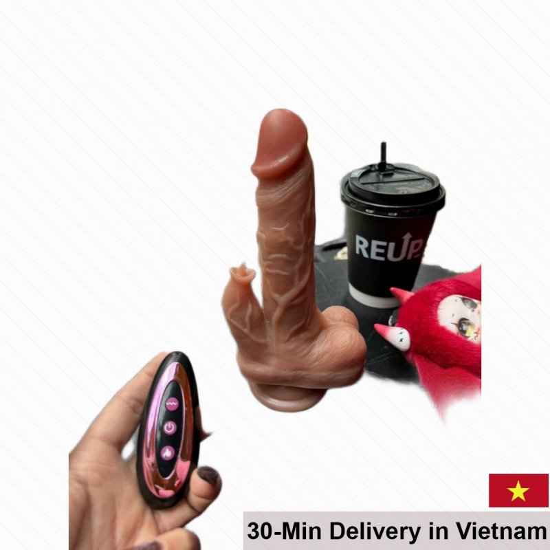 Remote Control Ribbed Wall-Mounted Thrusting Dildo 20cm 