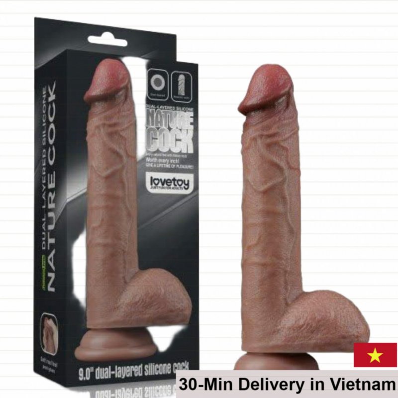 Lovetoy Brown Silicone 9 Inch Soft Realistic Dildo Vibrator 