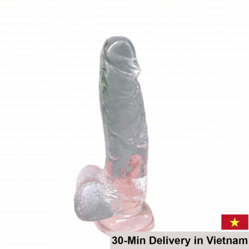 Transparent Large Wall-Mountable Silicone Dildo 