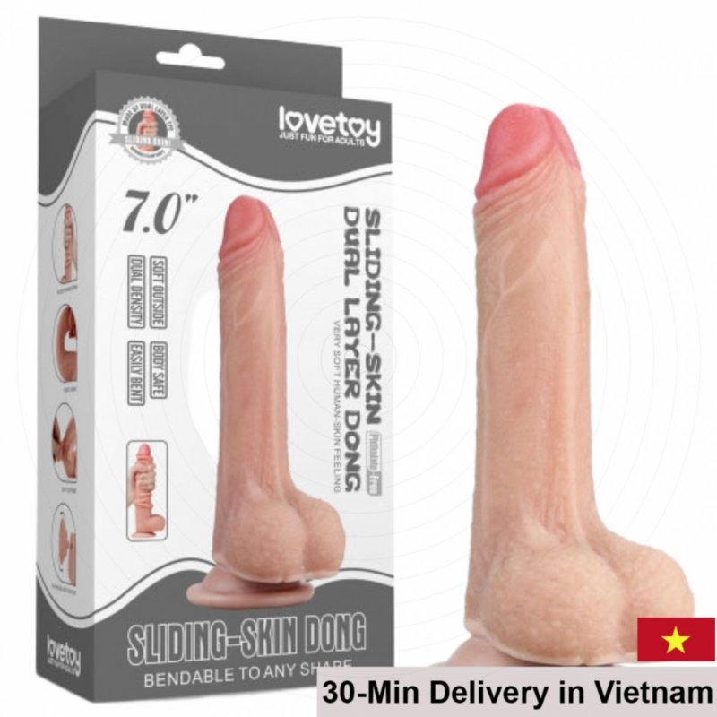 Lovetoy Sliding Skin 7inch Suction Silicone Dildo 