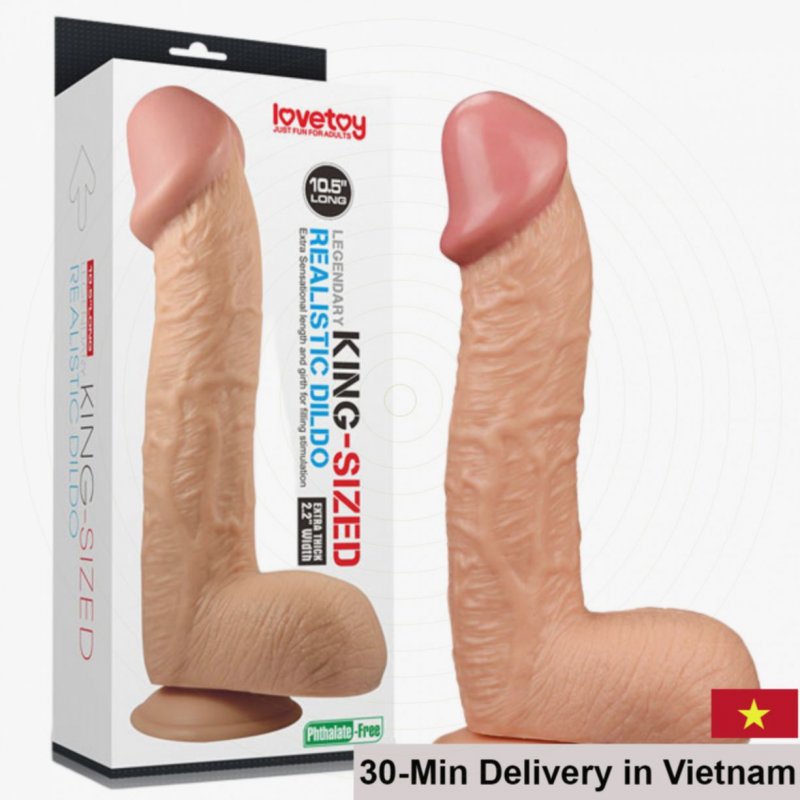 Lovetoy King Size 10.5 Inch wall-mounted dildo, life-like skin texture 