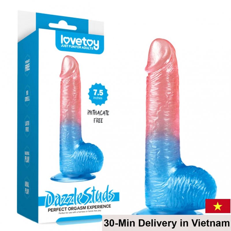 LoveToy Dazzle Studs 7.5” Suction Soft Silicone Realistic 