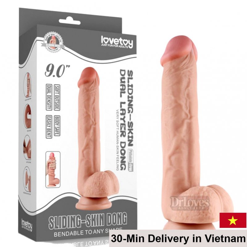Lovetoy 9-inch Realistic Double-Layer Suction Wall Dildo 