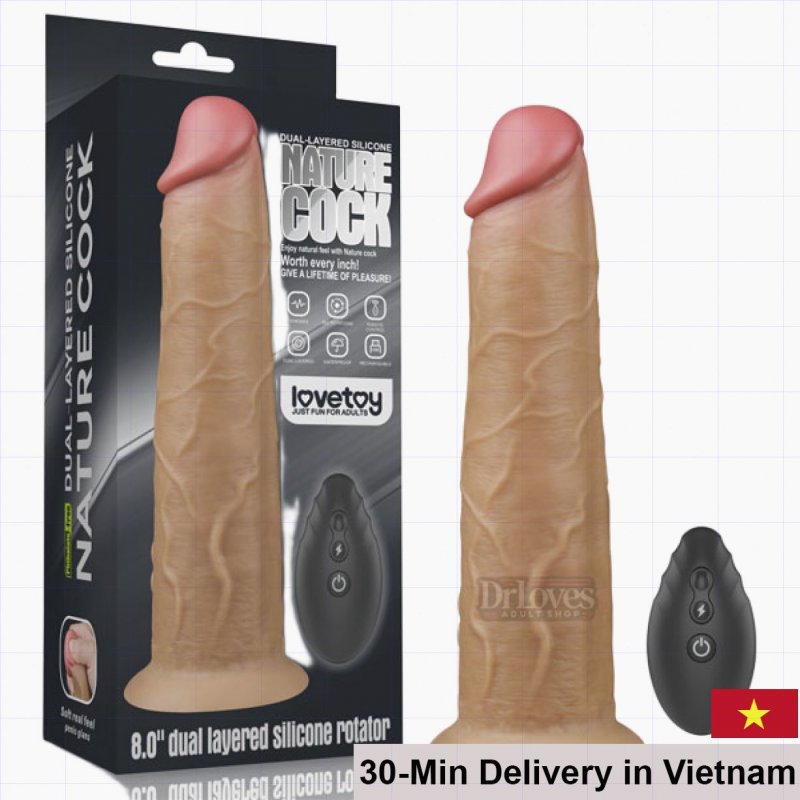 Lovetoy Nature Cock 8inch Wall-Mountable Rotating Vibrator USA 
