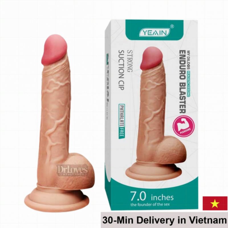 Yeain 7inch Wall-Mounted Realistic Blue Silicone Dildo 