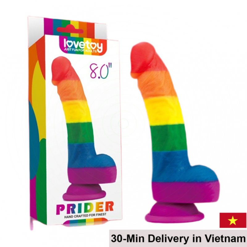 Lovetoy Prider 8in Wall Mounted Dildo Multicolor Silicone 