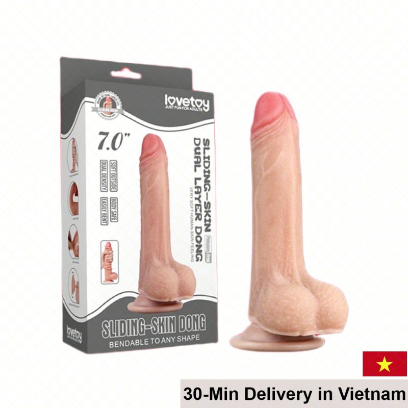 Lovetoy Sliding 7-inch Dual Layer Silicone Dildo 