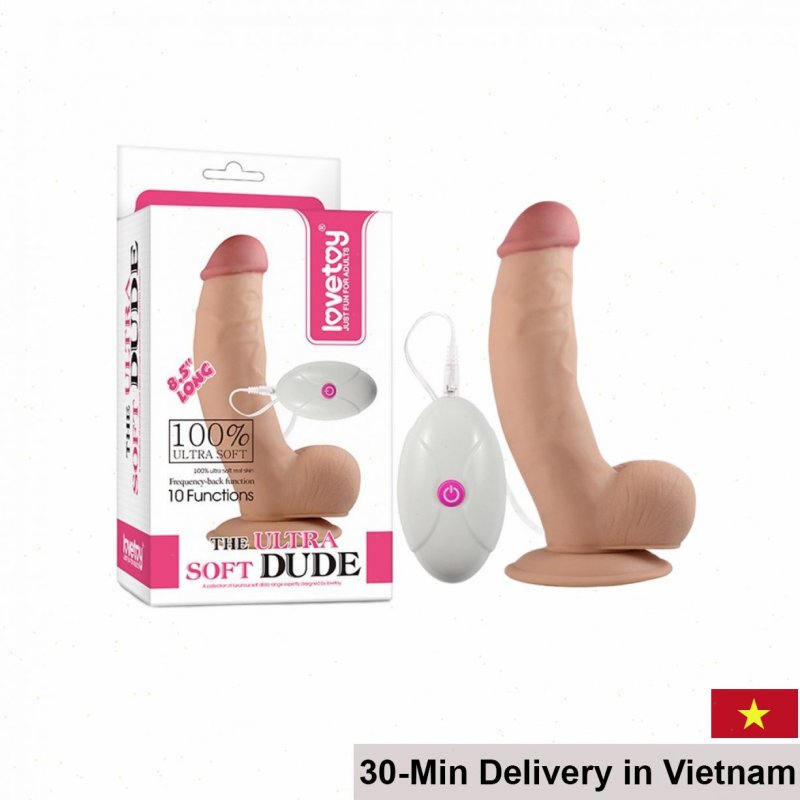 Lovetoy Ultra Soft Dude Wall-Mount Vibrating Silicone Dong 20cm 