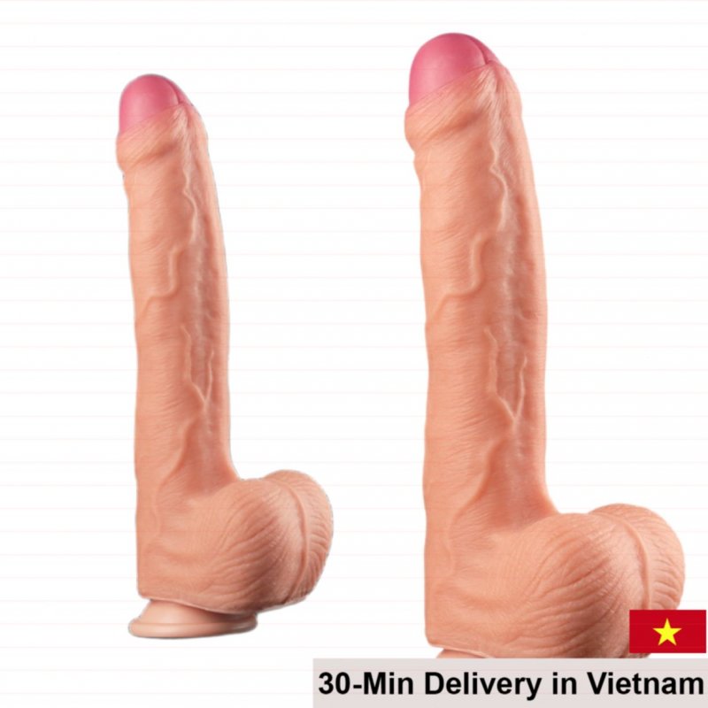 Lovetoy 11in Soft Dual Tone Suction Dildo for Women 