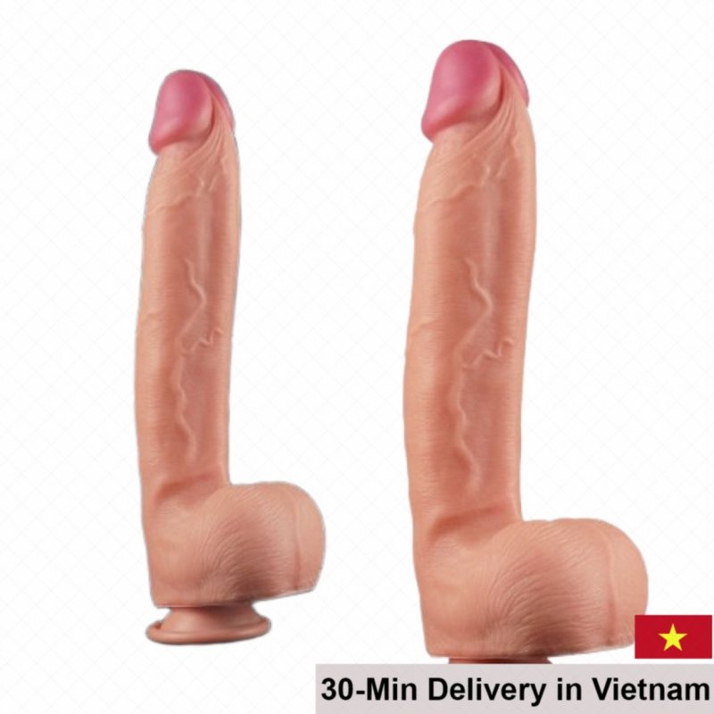Lovetoy 12in Premium Dual Texture Silicone Dildo 