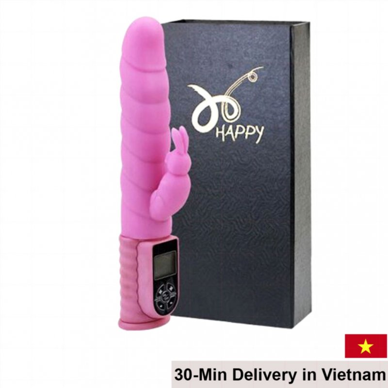 Happy Multi-Function Vibrating Rotating Silicone Dildo 25.7cm 