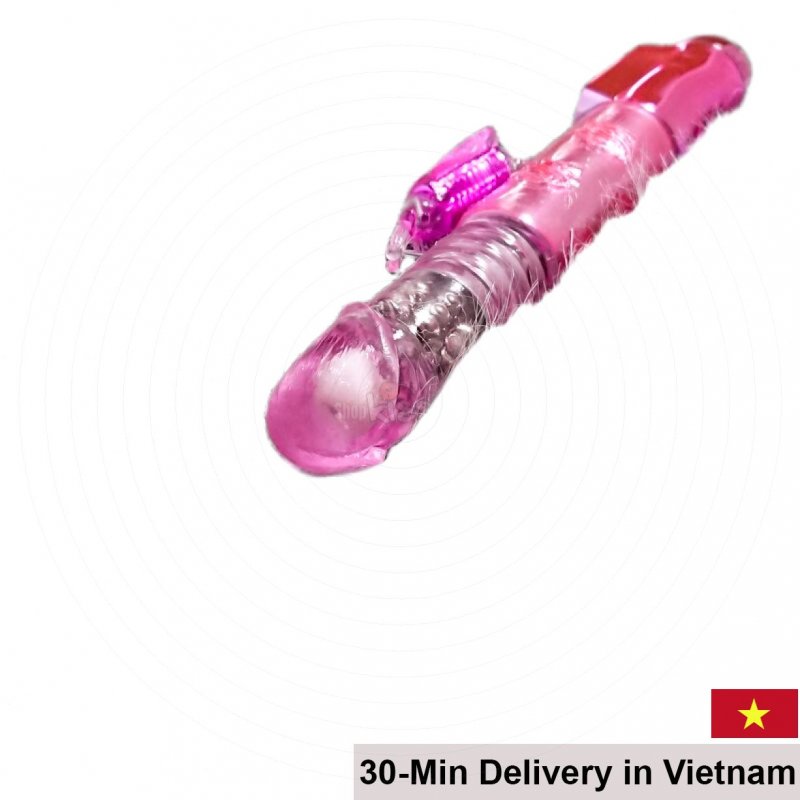 Rechargeable Vibrating Thrusting Dildo, Soft TPE + ABS Material 