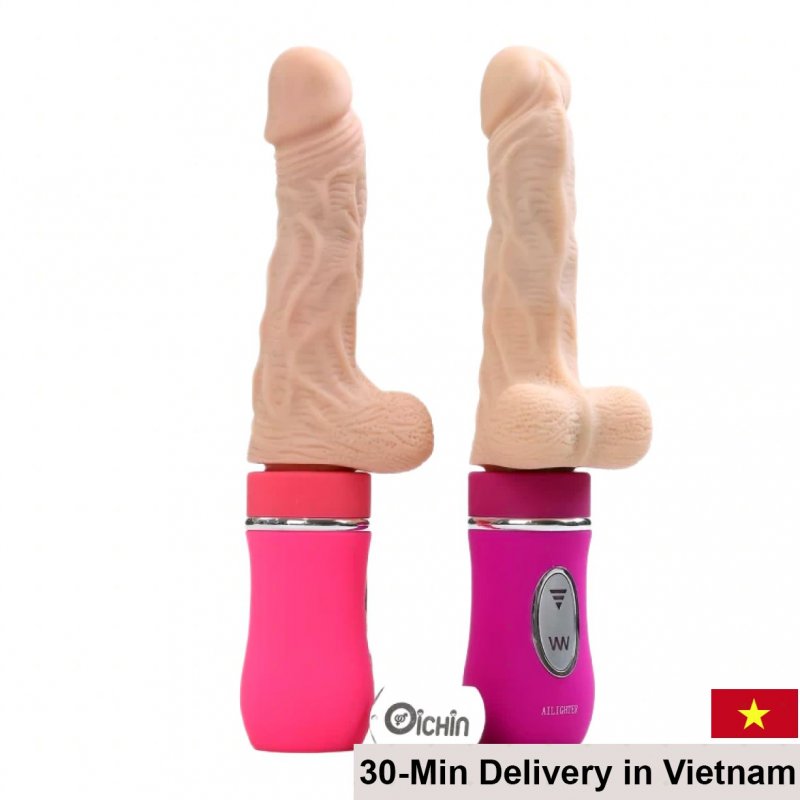 Ailighter premium heating silicone vibrating thrusting dildo 