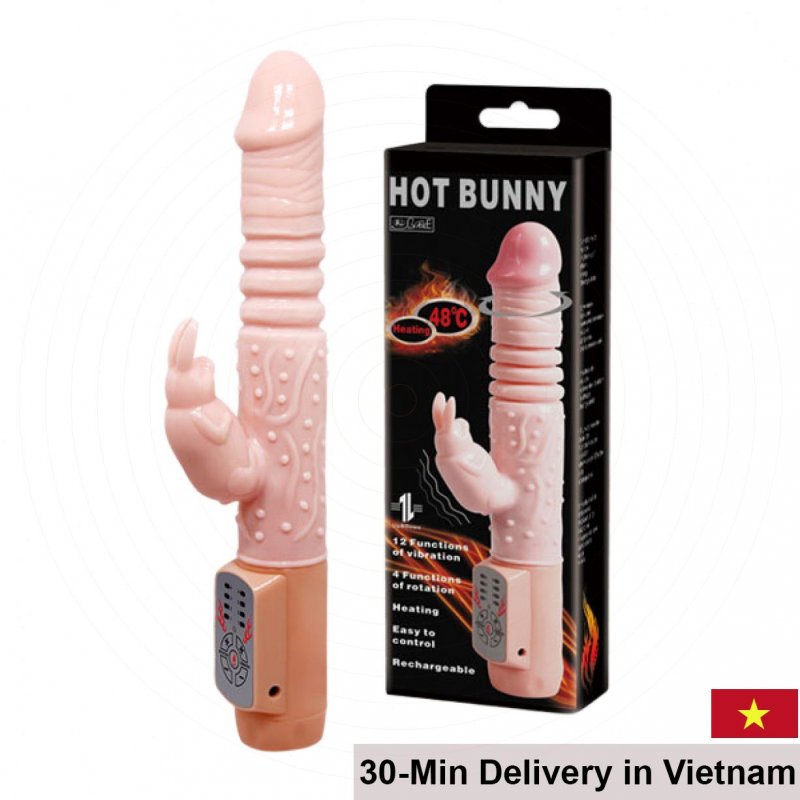 Baile Hot Bunny Rotating Thrusting Heated Dual Vibrator 