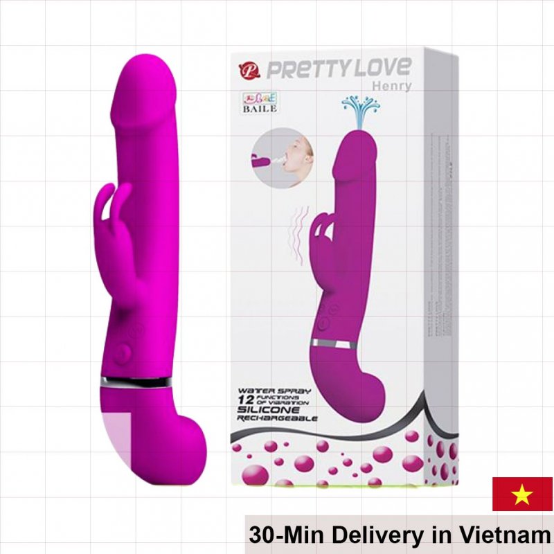 Pretty Love Henry Water Spray Vibrating Silicone Dildo Female Toy 