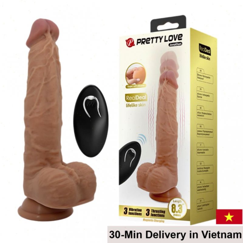 Pretty Love Jonathan 8.3in Suction Vibrating Silicone Dildo 