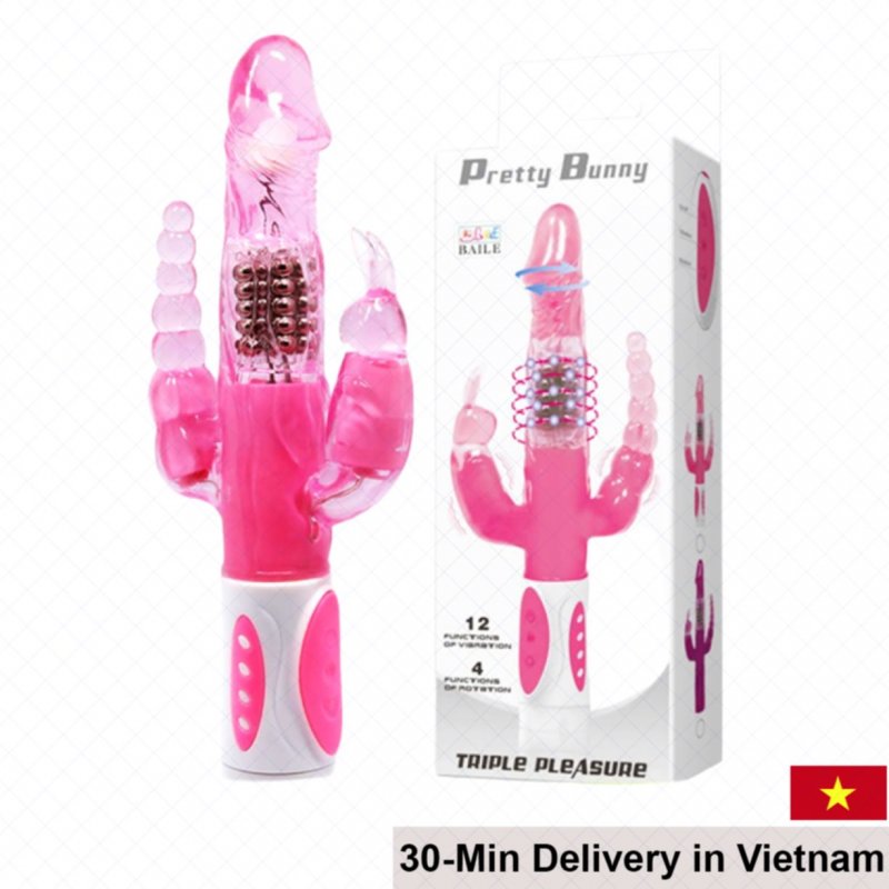 Baile Pretty Bunny 3-Branch Vibrating Rotating Dildo Silicone 