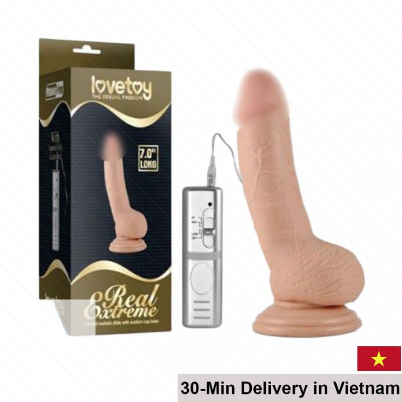 Lovetoy Real Extreme 7 Inch Soft Wall-Mount Vibrating Dildo 
