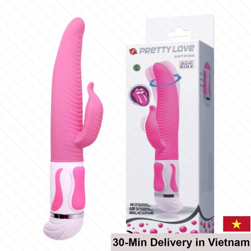 Prettylove Antoine Vibrating Rotating Tongue Dildo Pink 