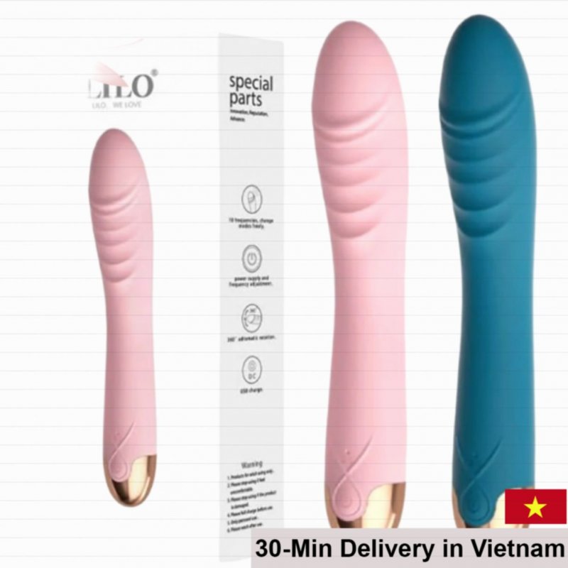 Lilo 360° Rotating Silicone Vibrator 10 Modes USB Recharge Pink Blue 