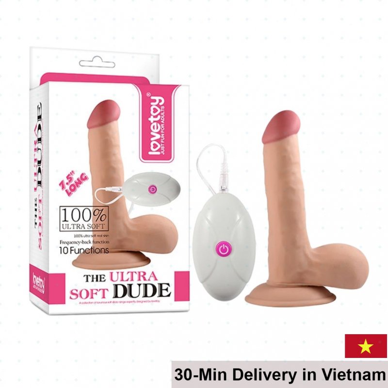Lovetoy Ultra Soft Dude 7.5 Inch Silicone Vibrating Dildo 